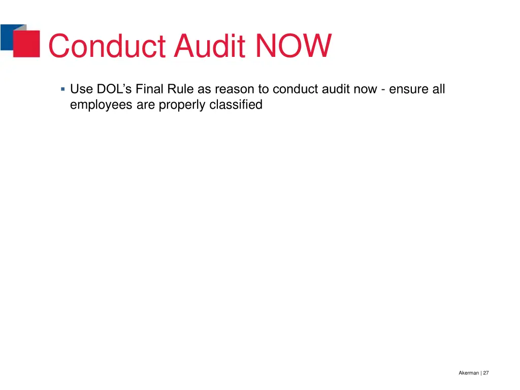 conduct audit now