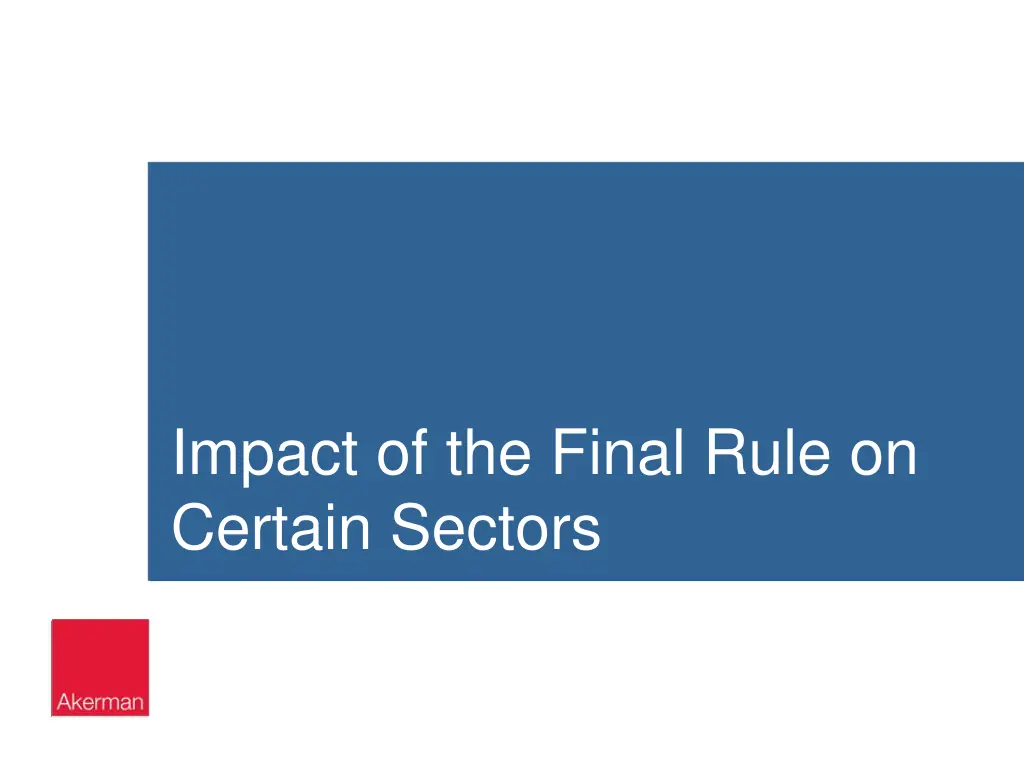 impact of the final rule on certain sectors