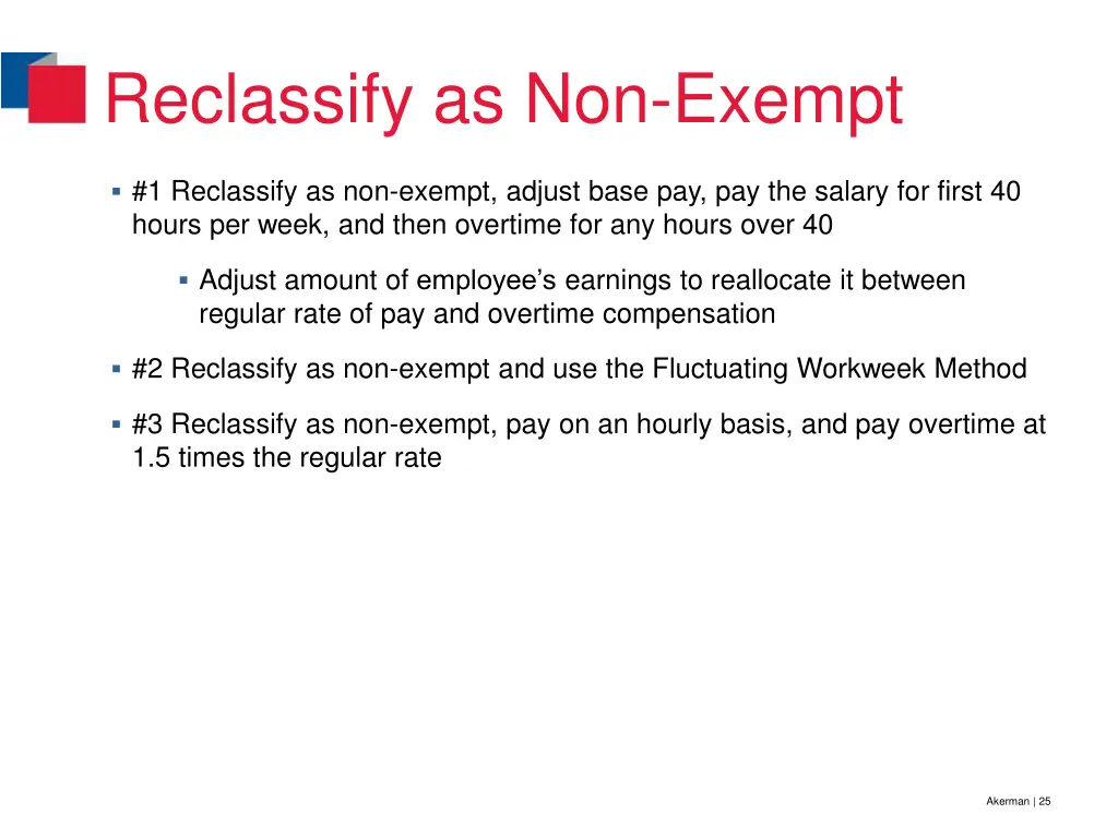 reclassify as non exempt