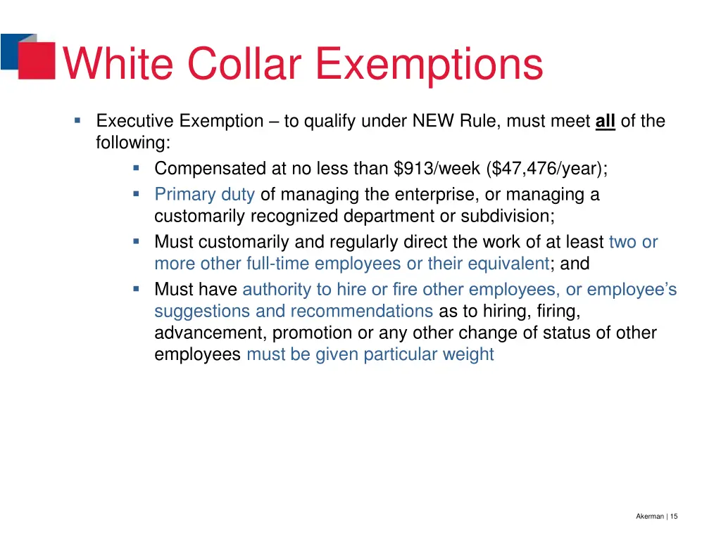 white collar exemptions