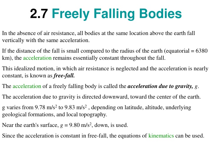 2 7 freely falling bodies