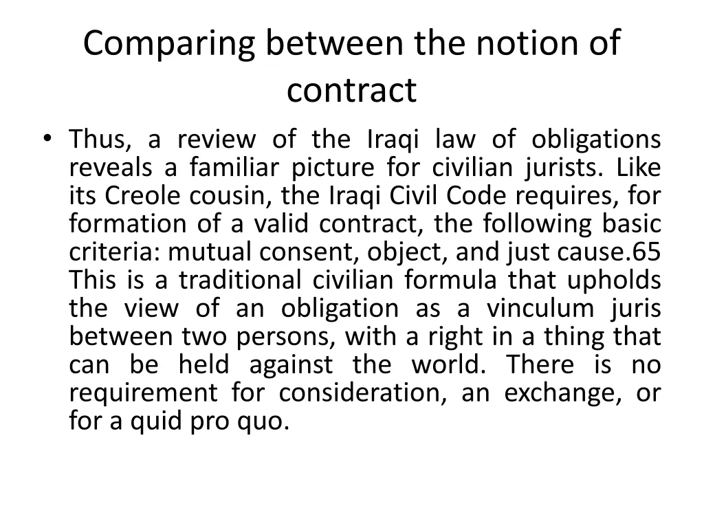 comparing between the notion of contract thus