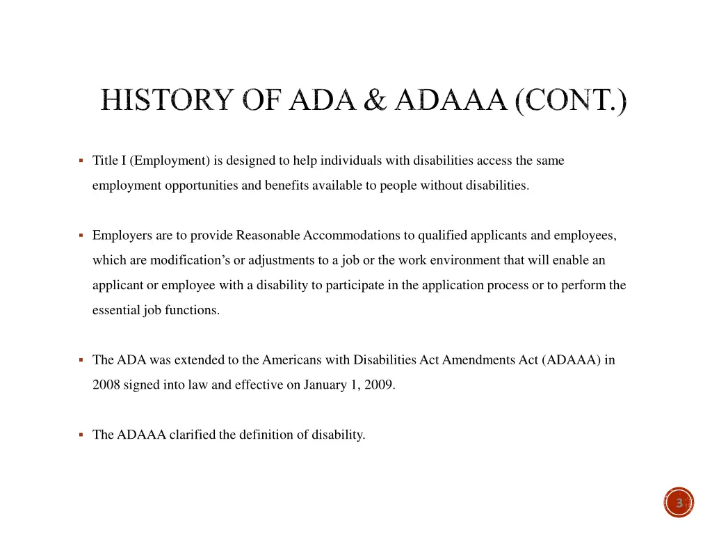 history of ada adaaa cont