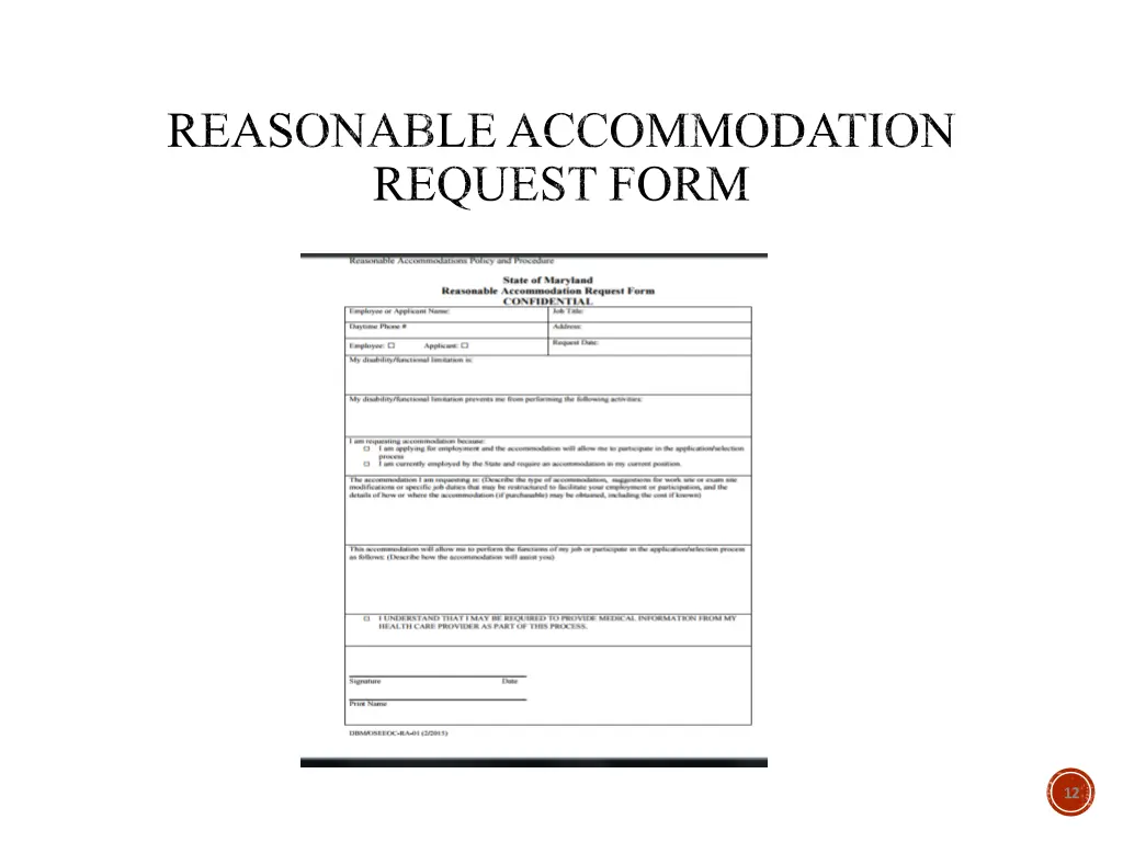 reasonable accommodation request form