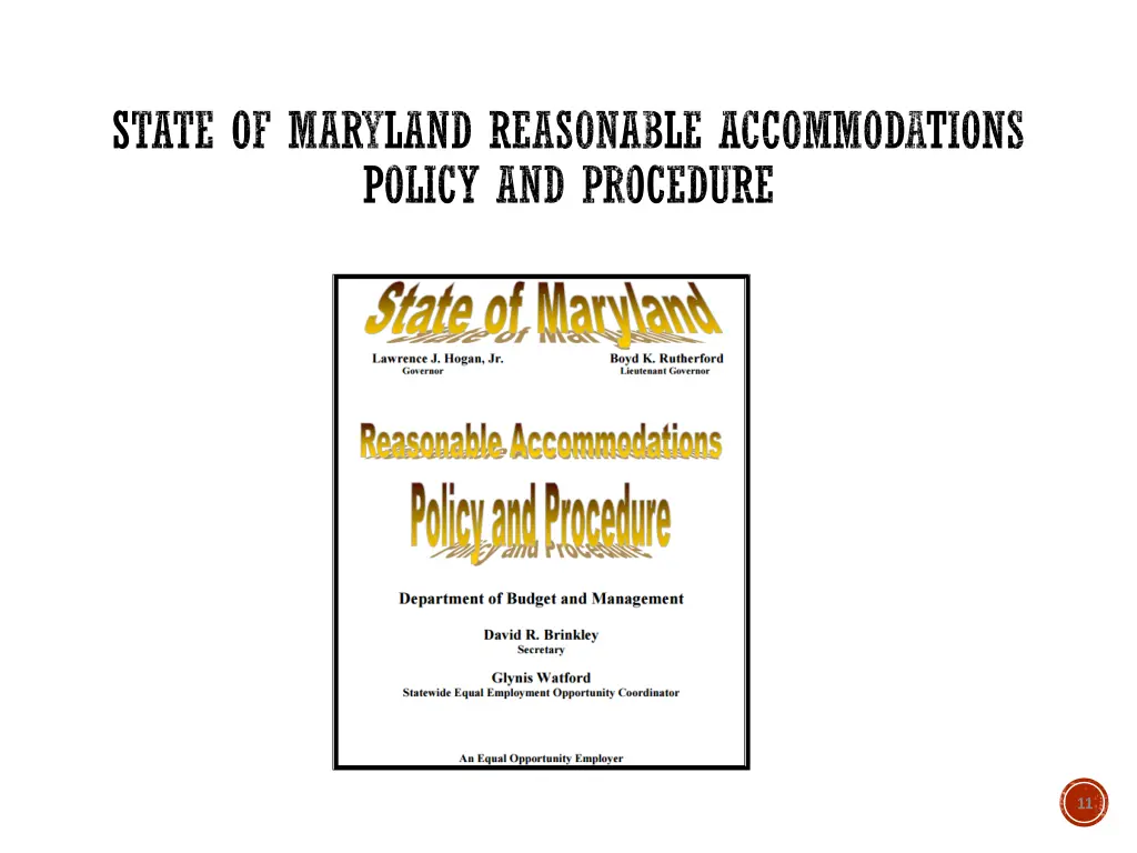 state of maryland reasonable accommodations