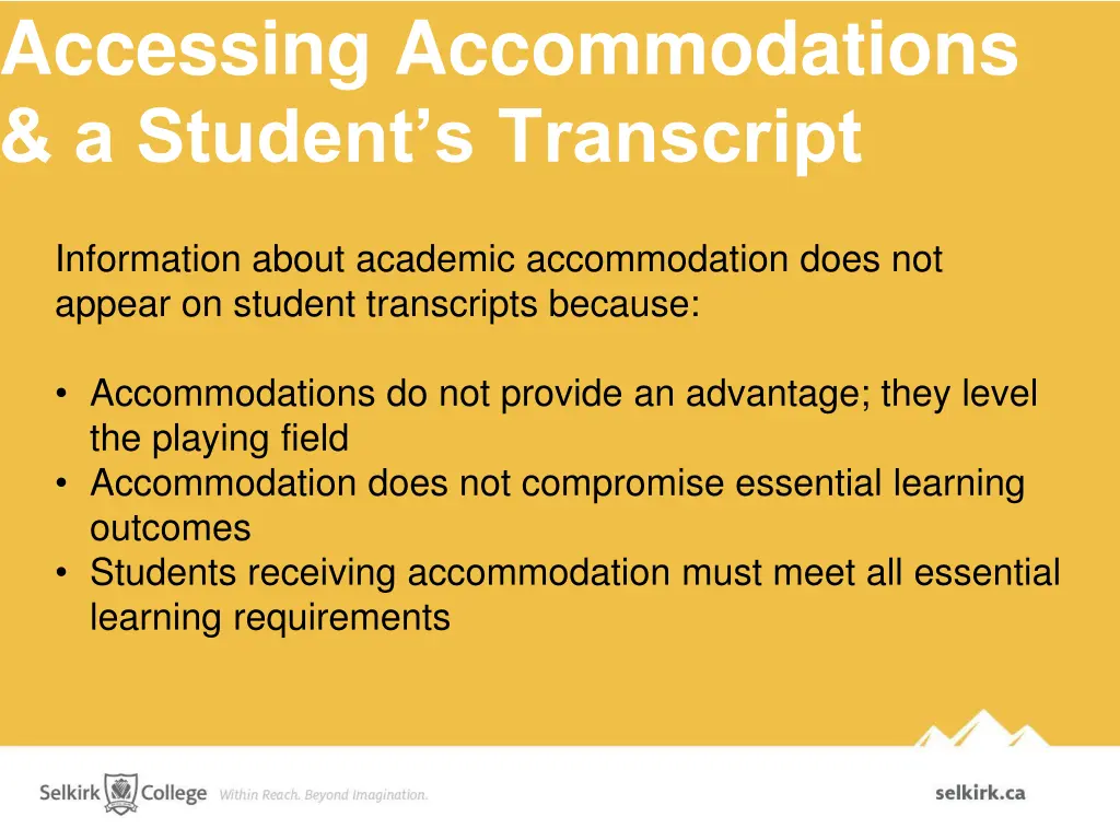 accessing accommodations a student s transcript