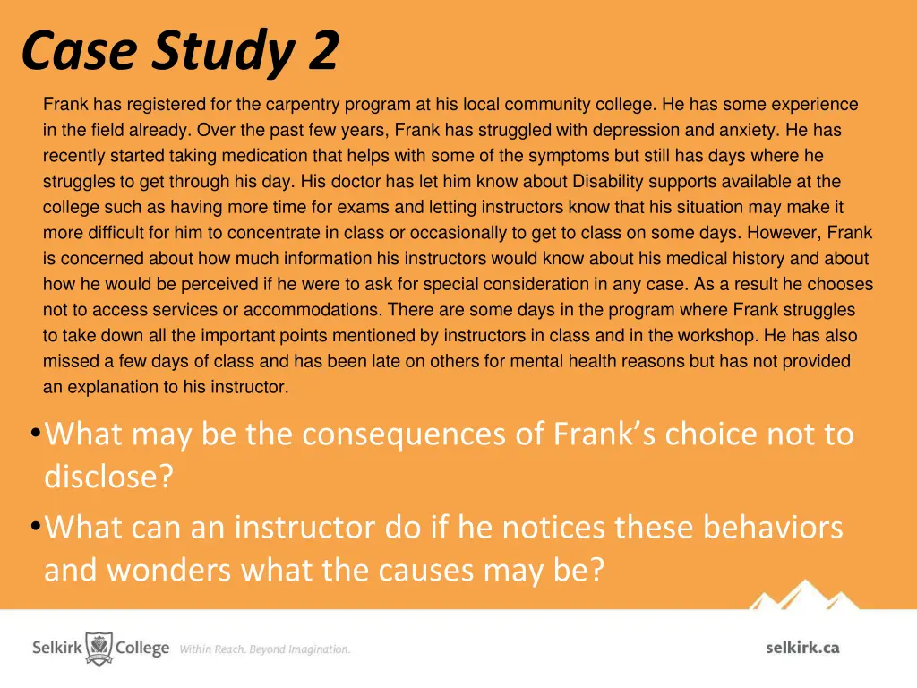 case study 2 frank has registered