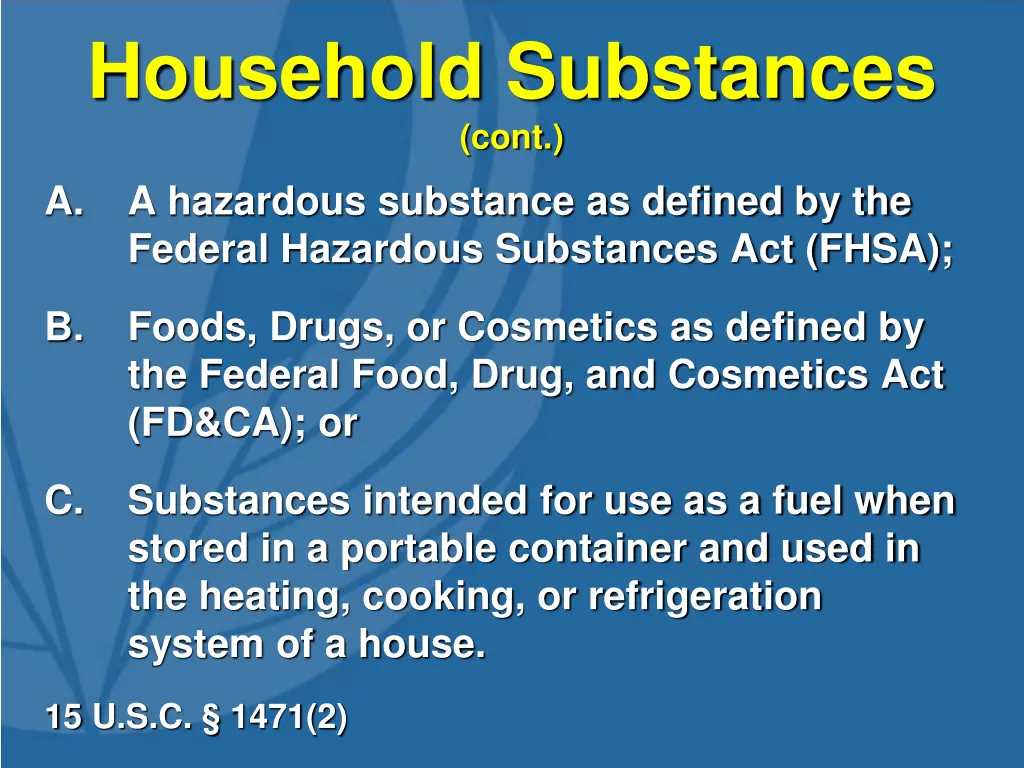 household substances cont