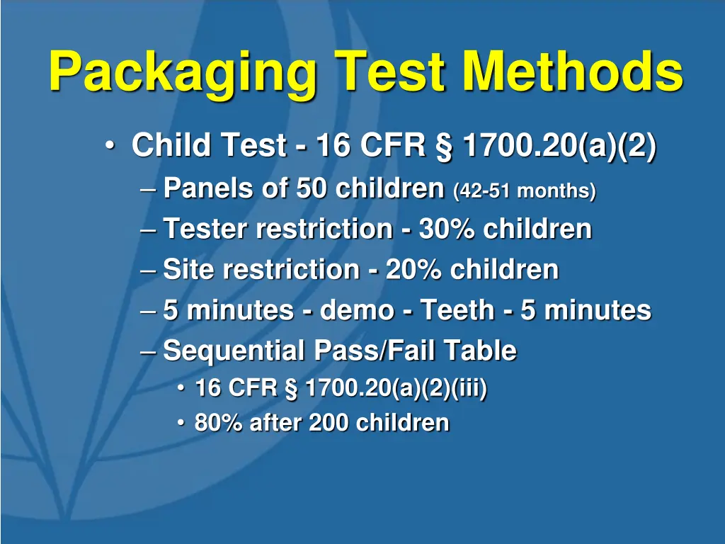 packaging test methods