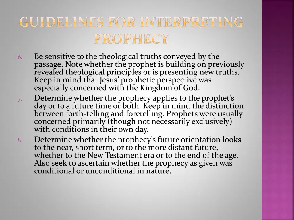 guidelines for interpreting prophecy 1