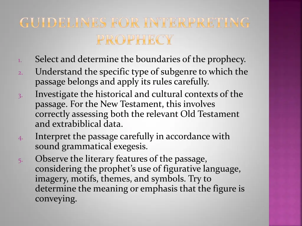 guidelines for interpreting prophecy