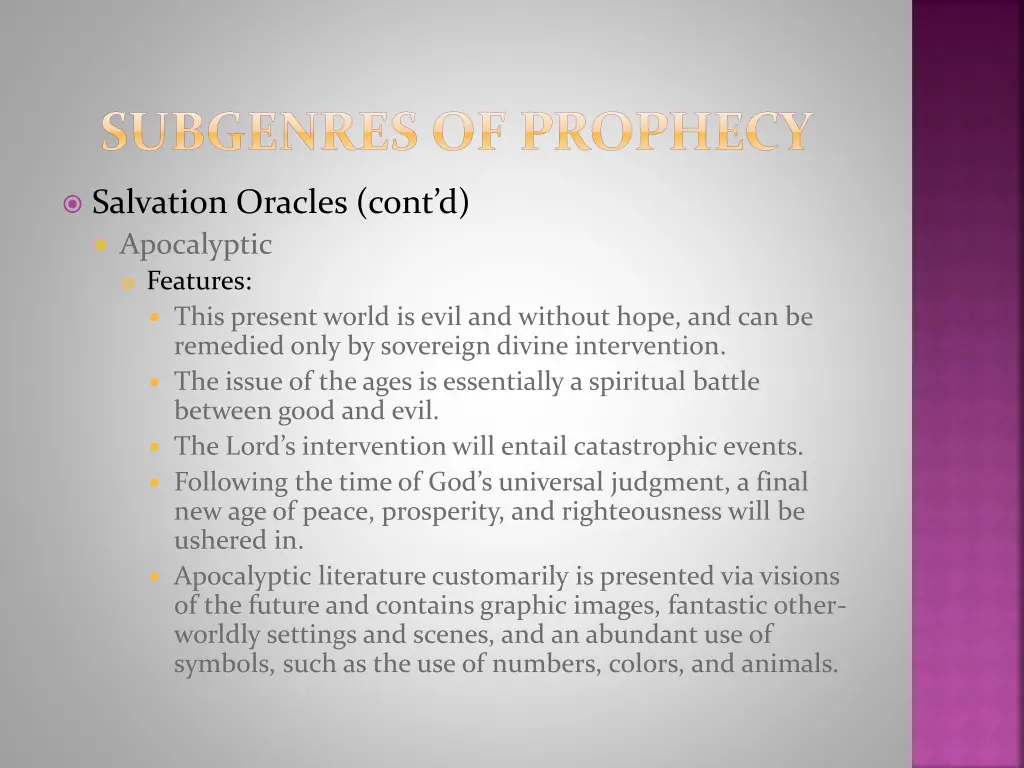 subgenres of prophecy 7