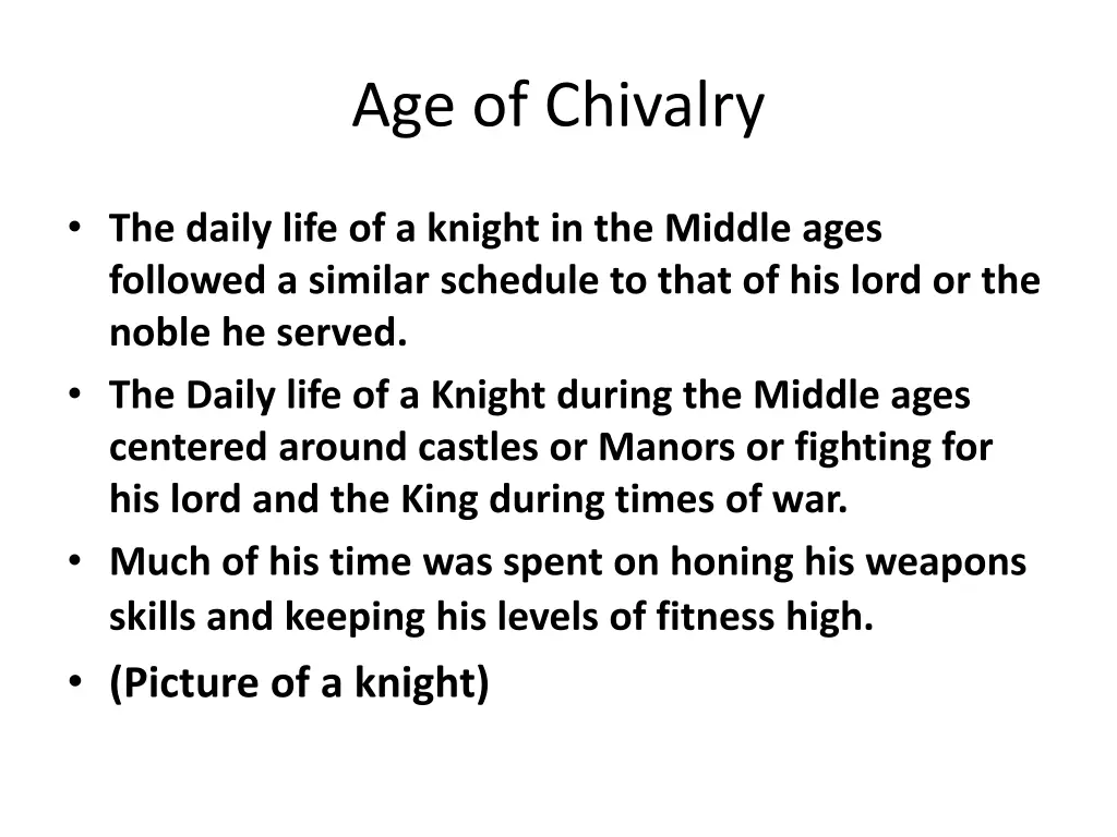 age of chivalry