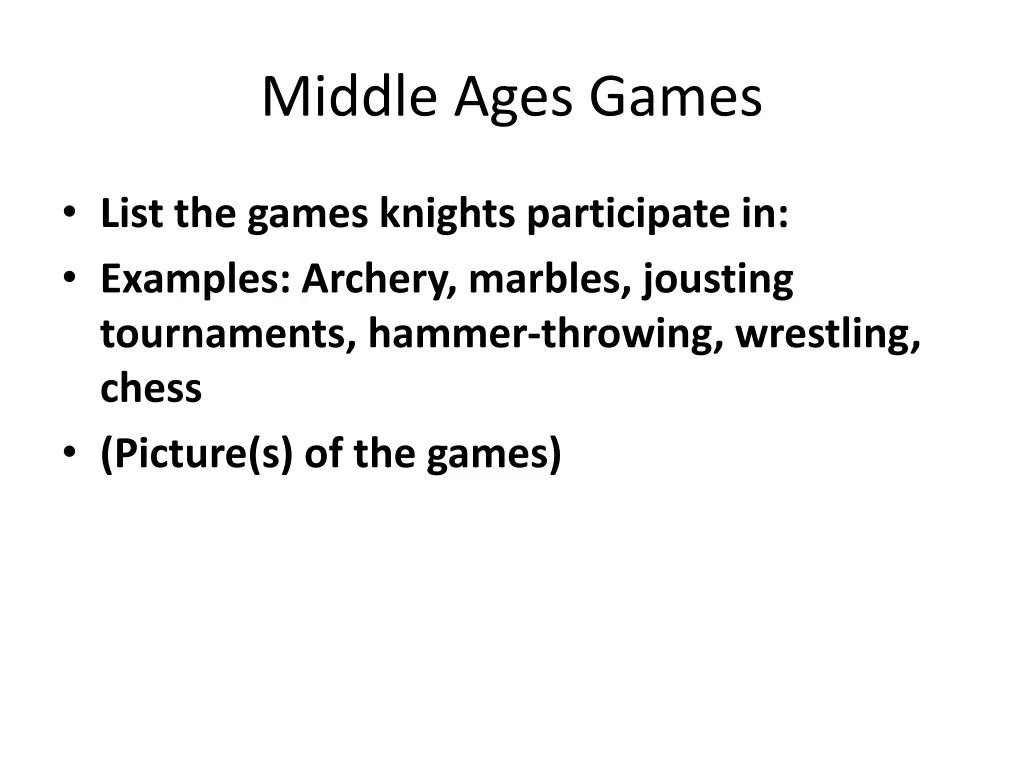 middle ages games