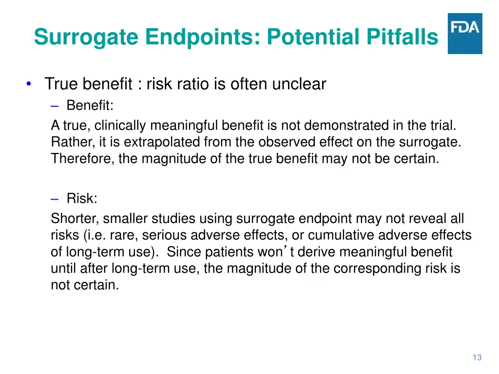 surrogate endpoints potential pitfalls 1