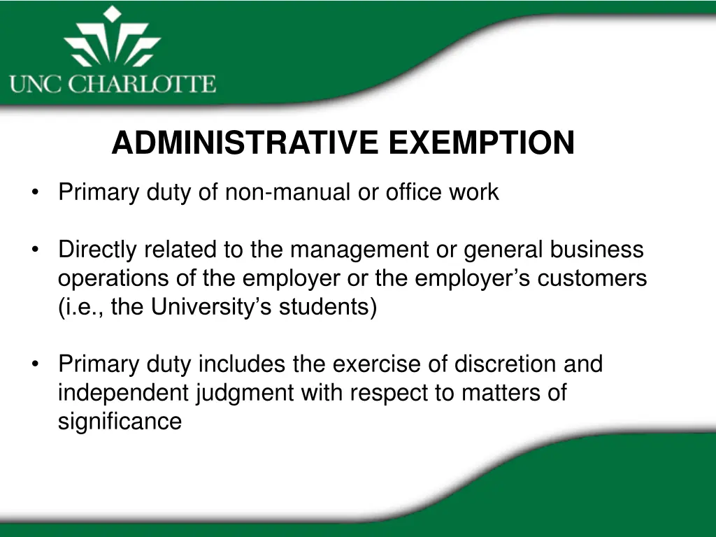 administrative exemption