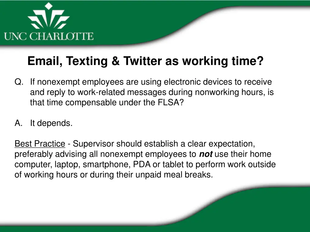 email texting twitter as working time