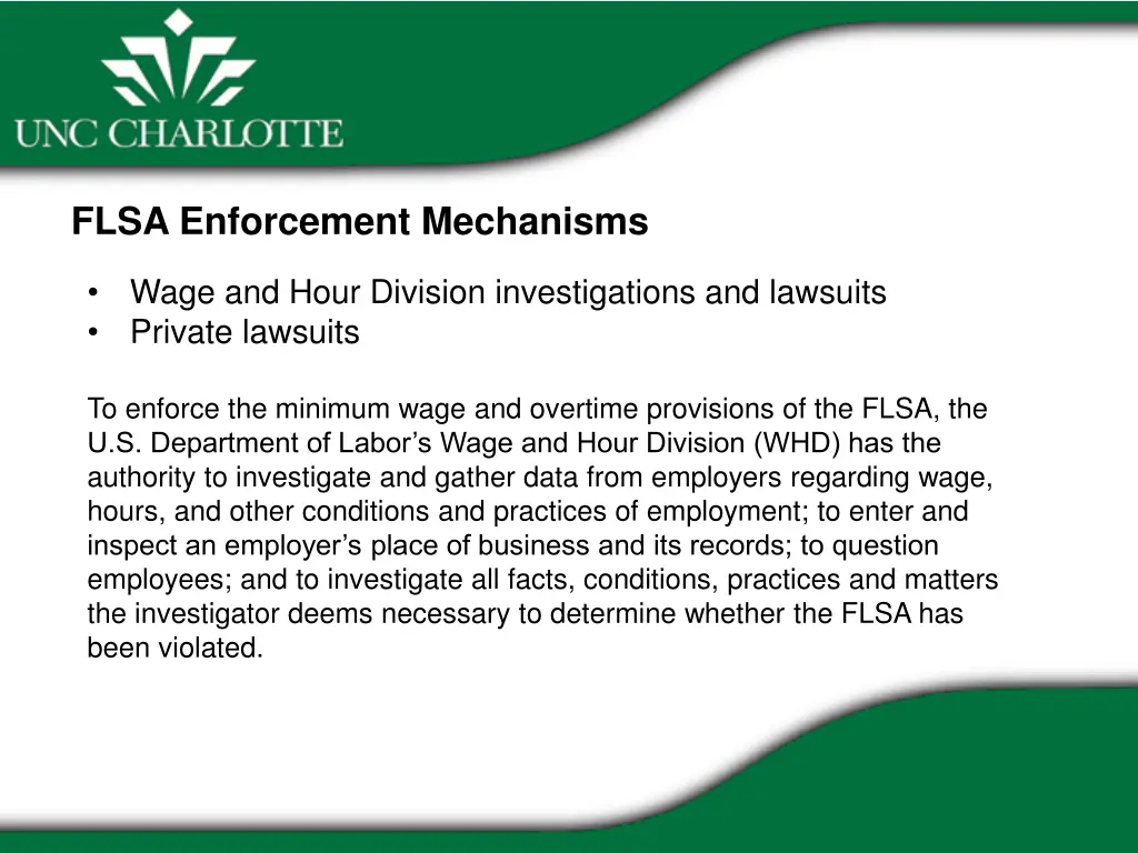 flsa enforcement mechanisms