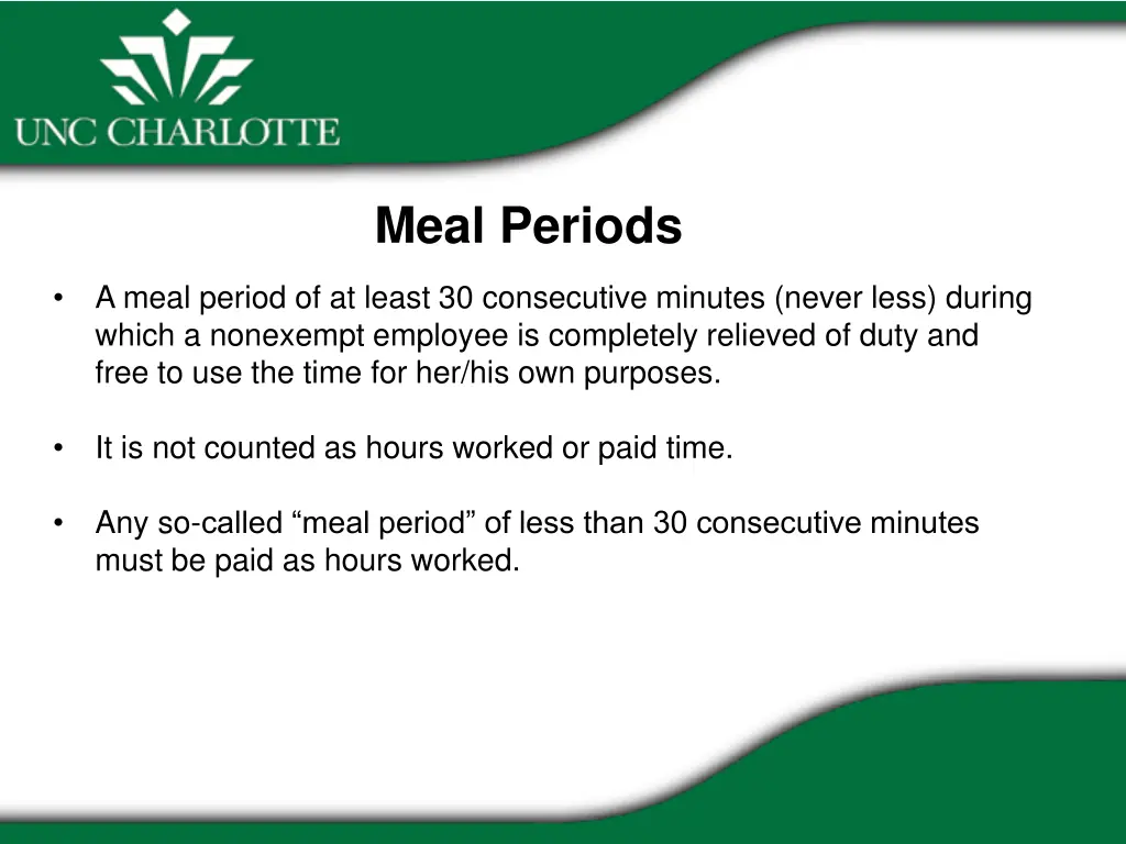 meal periods