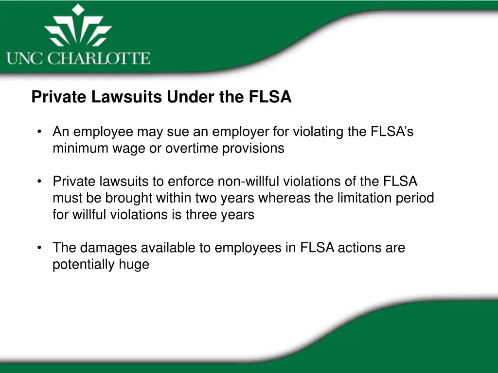 private lawsuits under the flsa