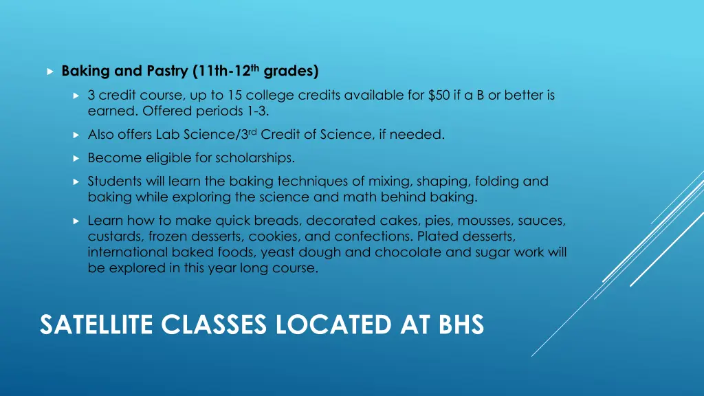 baking and pastry 11th 12 th grades