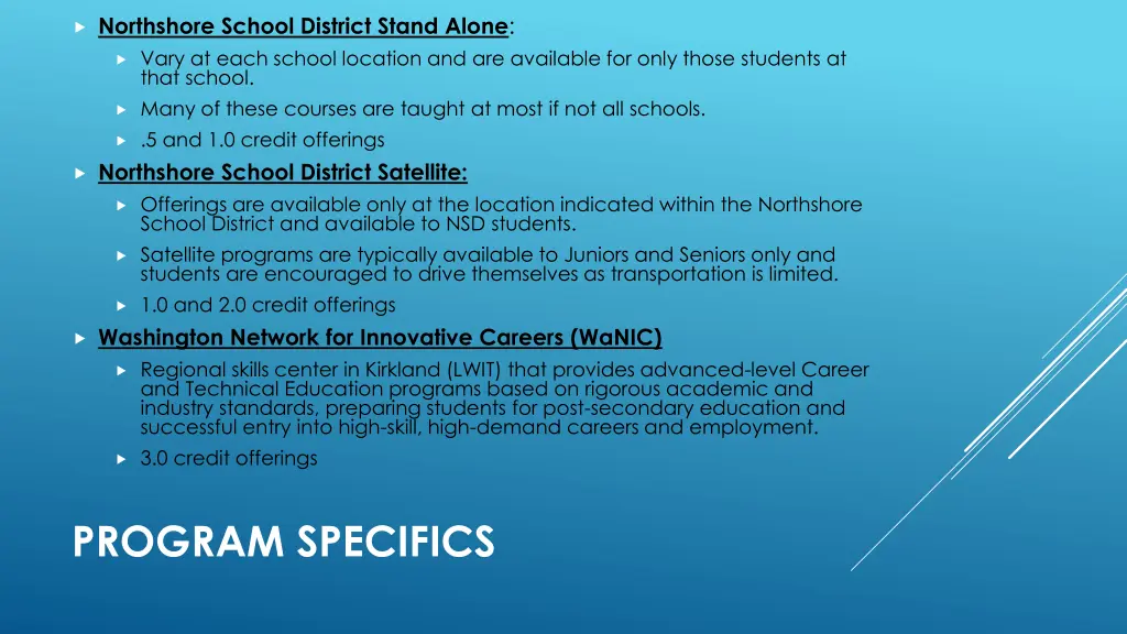 northshore school district stand alone vary