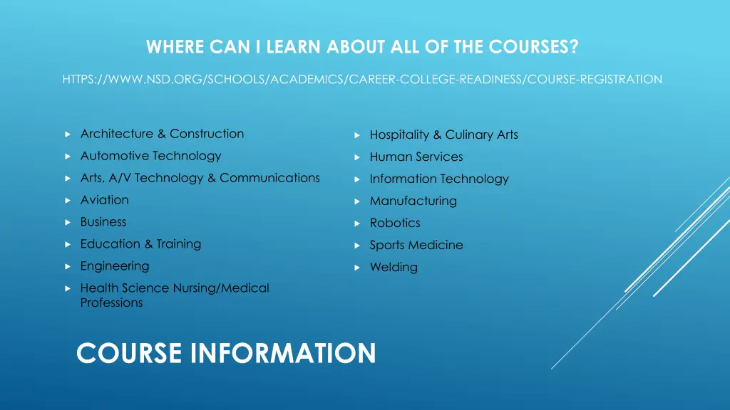 where can i learn about all of the courses