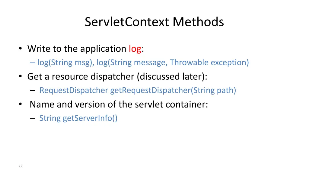 servletcontext methods 1