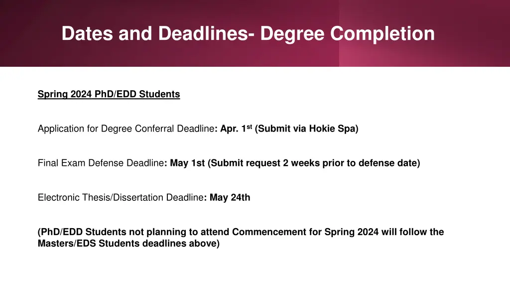 dates and deadlines degree completion 1