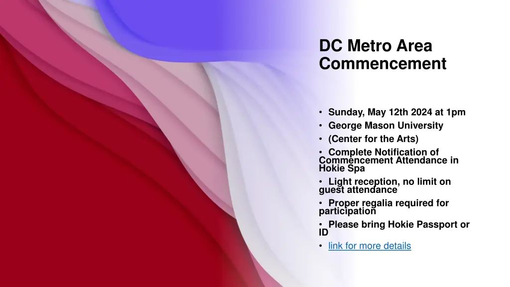 dc metro area commencement