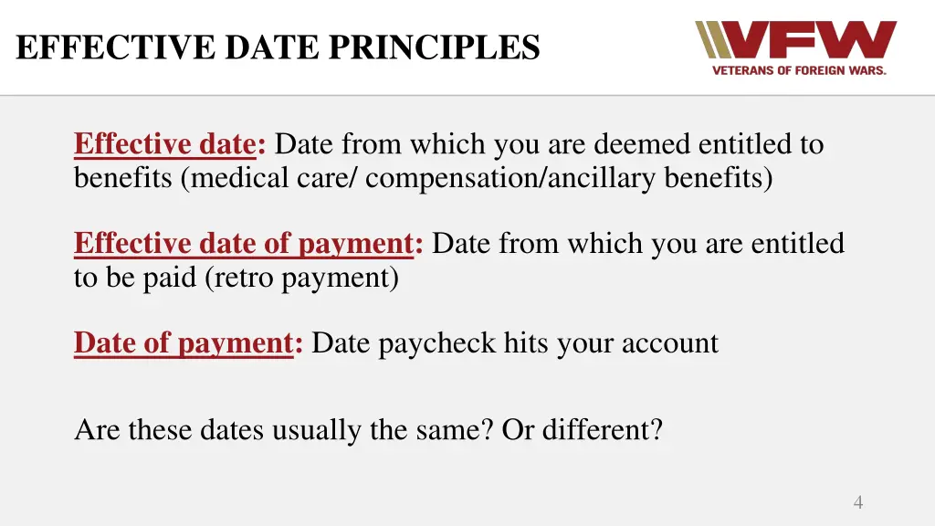 effective date principles