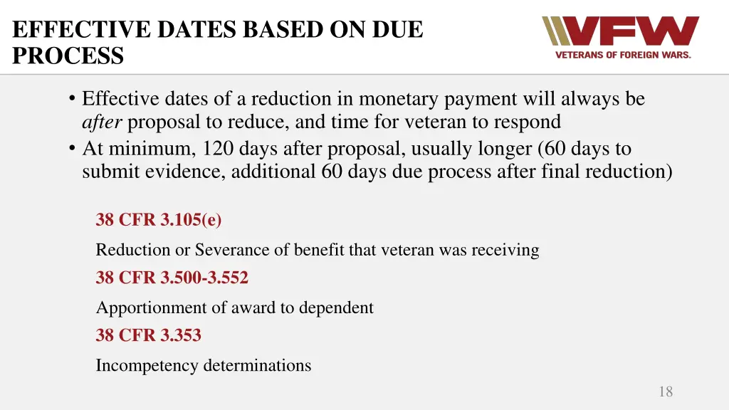 effective dates based on due process