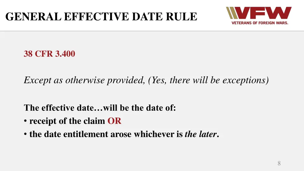 general effective date rule