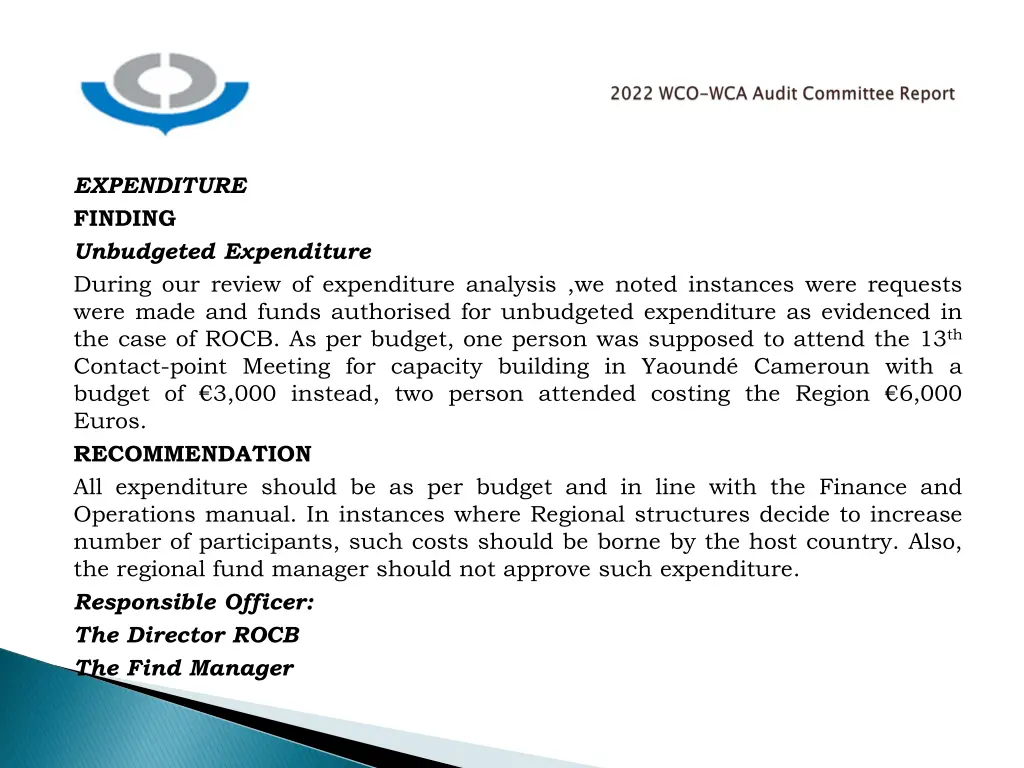 expenditure finding unbudgeted expenditure during