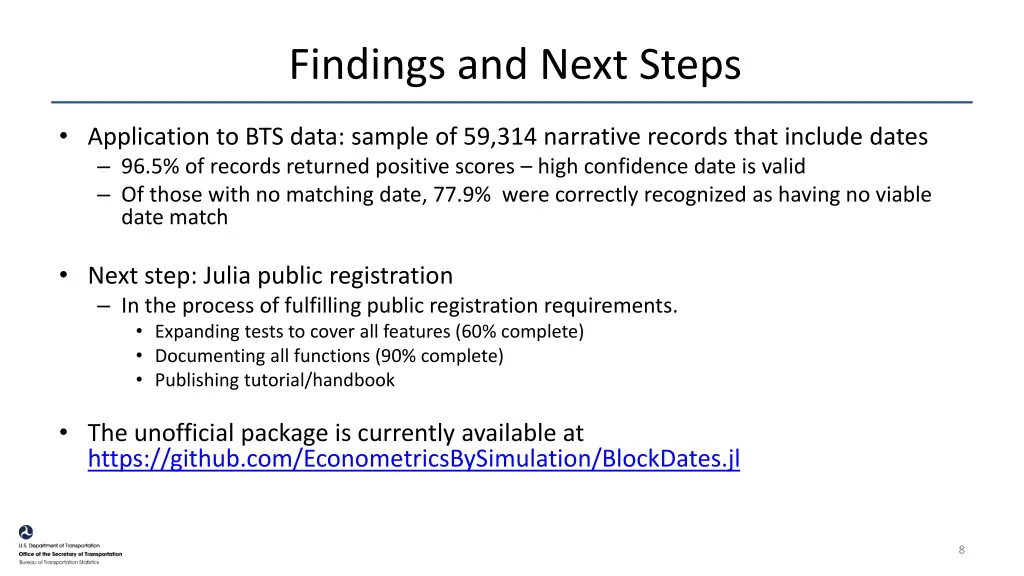 findings and next steps