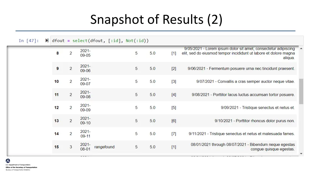 snapshot of results 2