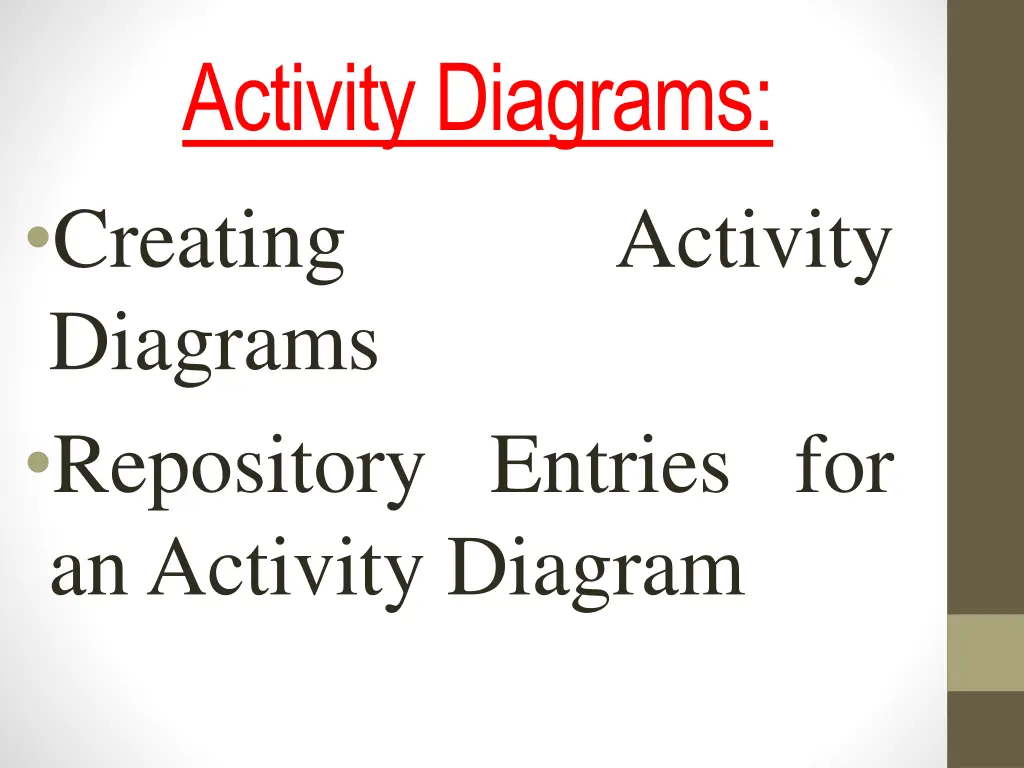 activity diagrams creating diagrams repository