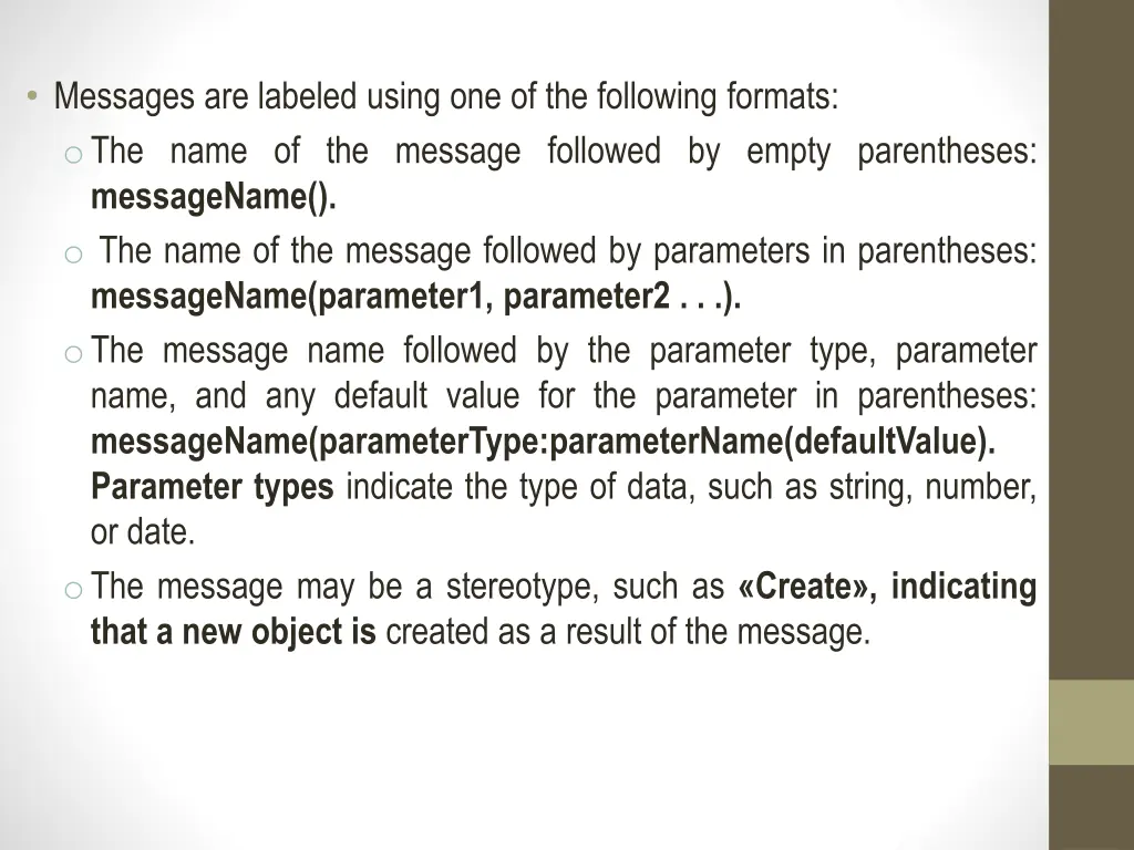 messages are labeled using one of the following