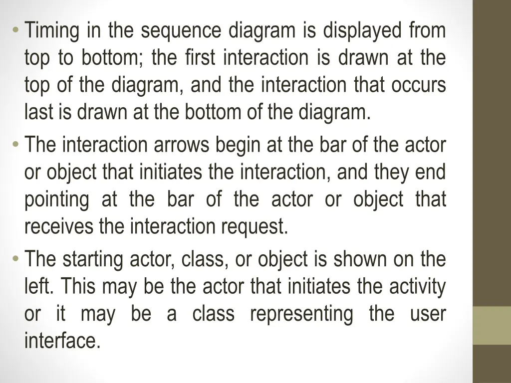 timing in the sequence diagram is displayed from