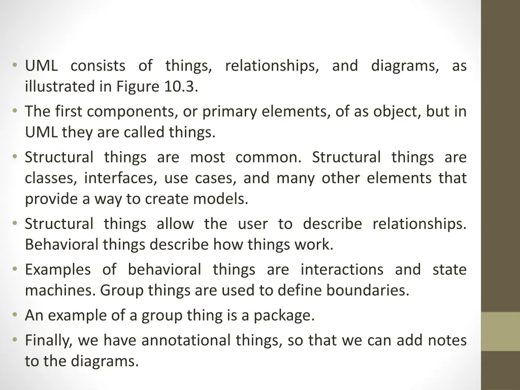 uml consists of things relationships and diagrams