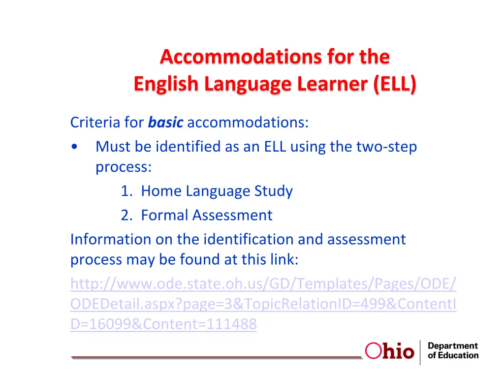 accommodations for the english language learner