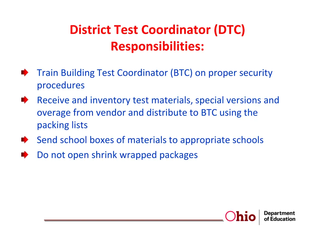 district test coordinator dtc responsibilities