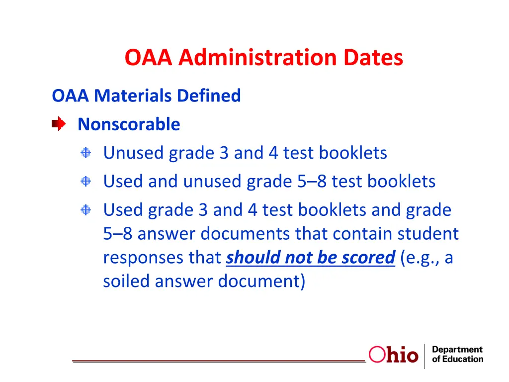 oaa administration dates 12