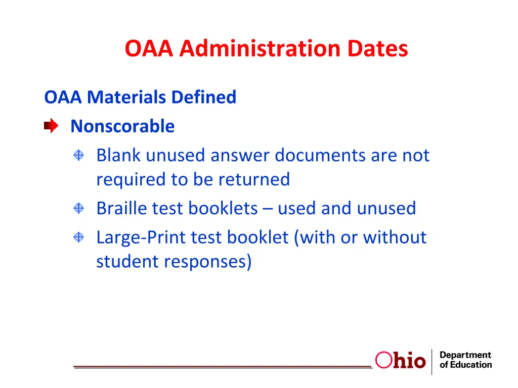 oaa administration dates 13