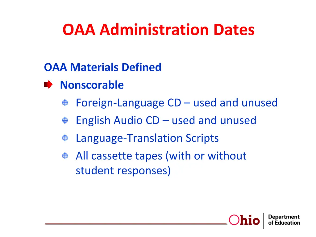 oaa administration dates 14