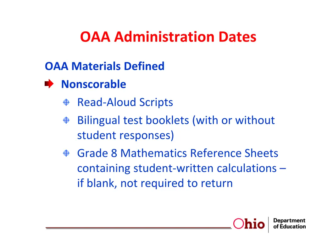 oaa administration dates 15