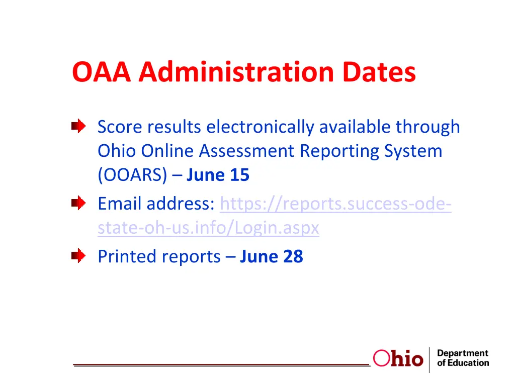 oaa administration dates 16