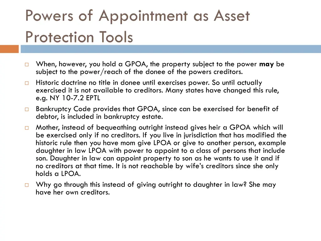 powers of appointment as asset protection tools