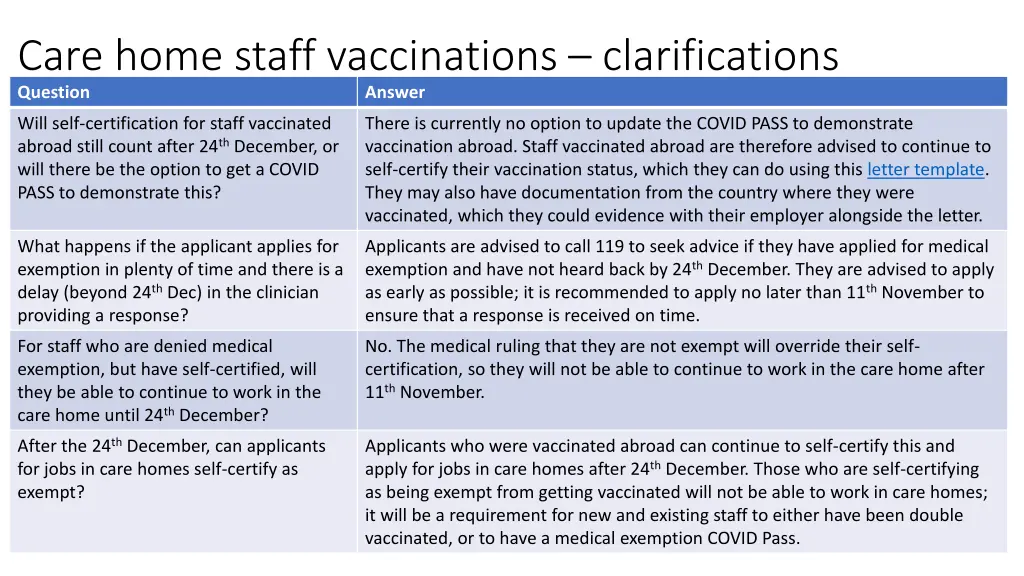 care home staff vaccinations clarifications 3