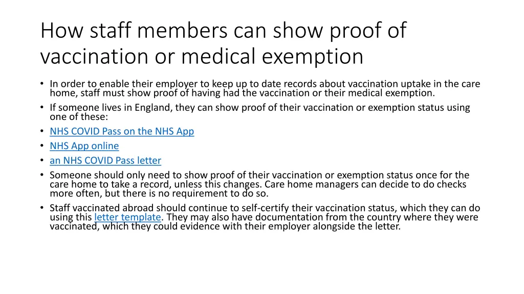 how staff members can show proof of vaccination